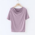 thumbnail image 5 of Hvot&aat Women's Summer T Shirts Pleated Cowl Neck Short Sleeve Blouses Solid Color Loose Fit Going Out Tees, 5 of 5