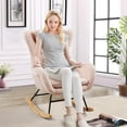 thumbnail image 3 of JESTOP Small Rocking Chair Nursery, Modern Rocker Chair with High Backrest, Comfy Accent Glider Chair with Headrest and and Throw Pillow, 3 of 7