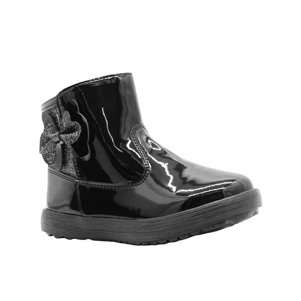 Botín Invierno Para Niña Super Comodos Charol Negro negro 14.5
