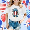 thumbnail image 2 of MIXUE Toddler Girls Tops & T-Shirts Summer Fourth Of July Independence Day Ice Cream Print Round Neck Short Sleeve Casual Party Tshirts Holiday Wear,White,3-4 Years, 2 of 4