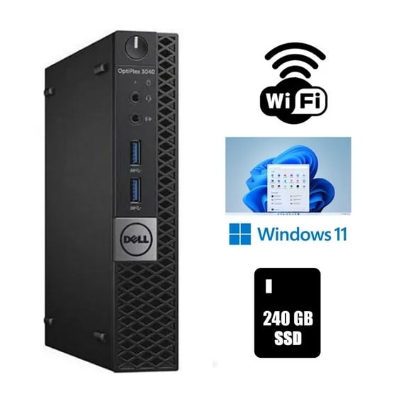Restored Dell OptiPlex 3040 Micro Desktop Computer 16GB RAM 240GB SSD Wi-Fi Windows 11 Pro (Refurbished)