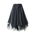 thumbnail image 4 of Tanhomme Women Tulle Skirts Layered Tutu Skirt Midi Length Elastic High Waist A Line Skirt Mesh Layered Midi Irregular Tulle Skirt Summer High Waist Up Party Petticoat Skirt Elegant Tutu Midi Skirt, 4 of 7