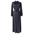 thumbnail image 2 of Robe de Prière Abaya Kaftan pour Femmes, Satin Uni, Col Rond, Manches Longues, Taille Portefeuille, Robe Maxi, 2 of 3