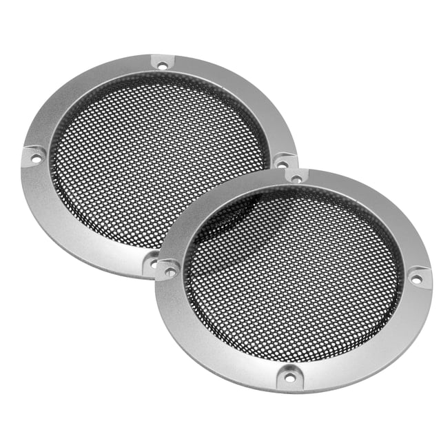 2 Piezas para 3" Coche Altavoz Rejilla Cubierta Adorno Redondo Rejilla Plata Tono