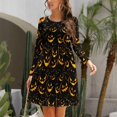 thumbnail image 3 of Fall Dresses for Women 2024, Halloween Pumpkins Patterns Womens Fall Dresses Long Sleeve Casual Tie Waist Clothes, Womens Fall Fashion 2024 Midi  Dresses Outfits with Pocket, 3 of 6
