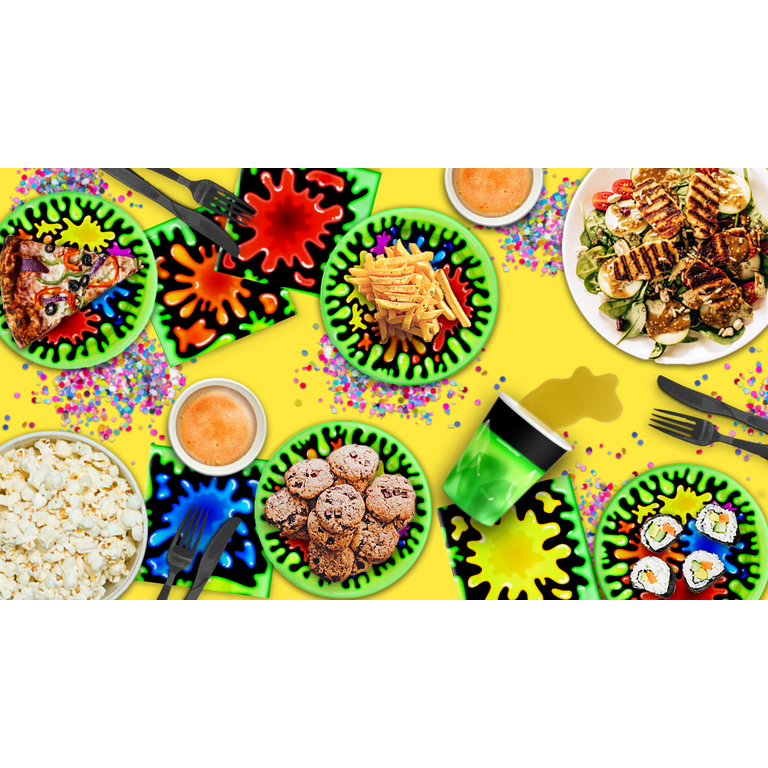213-Piece Slime Party Decorations Kit – Includes Balloons, Banner, Tablecloth, Plates, Napkins, Cups & Cutlery For 25 Guests
