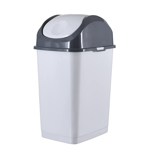 Superio 4.5 Gal Small Plastic Trash Can with Swing Top Lid White