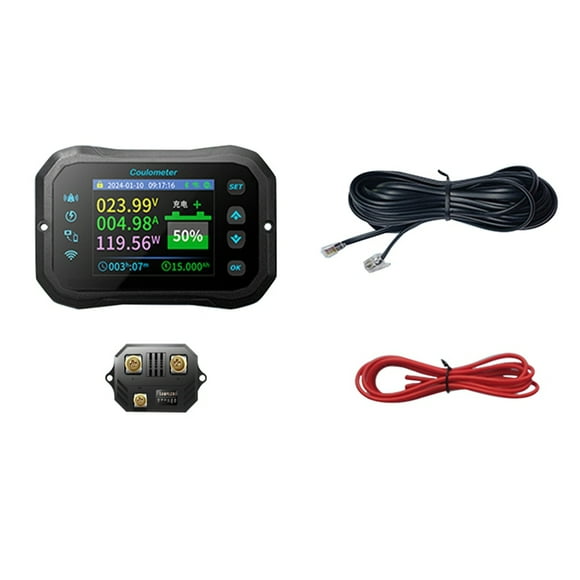 WiFi Coulomb Meter- Power Volt-Ammeter for Lithium & Lead Acid Batteries, RV Battery Capacity Indicator & Monitor KM105F