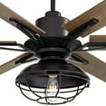 thumbnail image 3 of 72" Casa Vieja Industrial Outdoor Ceiling Fan with LED Light Remote Control Matte Black Oak Wood Cage Damp Rate for Patio Exterior, 3 of 8