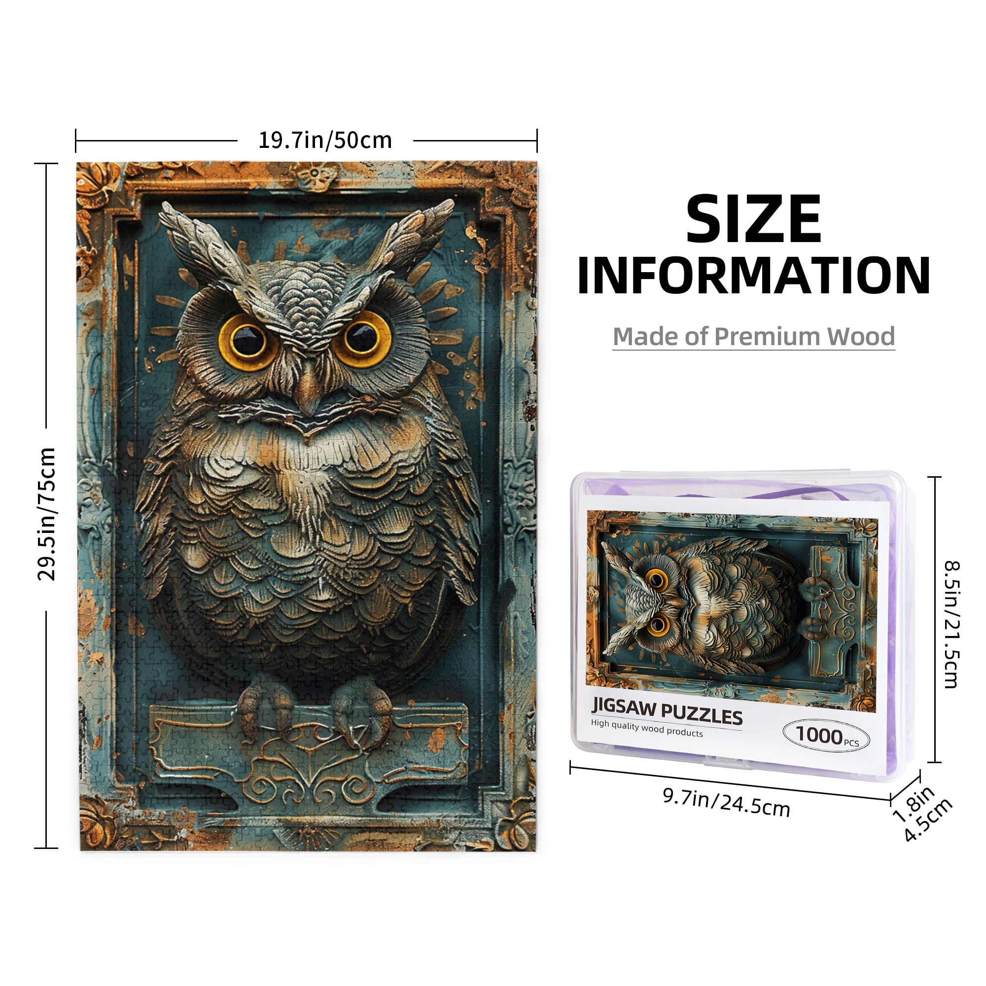 1000 PCS Classic Owl - 1000 Piece Wooden Puzzle For Adults,Funny Artwork For Animal,Characterized By Retro And Vibrant Illustrations Depicting An Owl,Enjoy The Puzzle Solving Process,Stunning Artwork