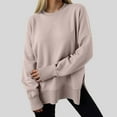 thumbnail image 2 of idosla Women Oversized Sweatshirts Thumbhole Long Sleeve Hoodies Shirts 2025 Fall Side Slit Pullover Top Teen Y2k Outfits (Khaki, L), 2 of 8