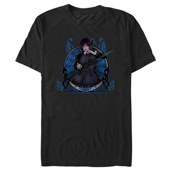 Men's Wednesday Anime Addams  Graphic Tee Black Medium