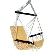 OMNI Patio Swing Seat Hanging Hammock Cotton Rope Chair With Cushion Seat - Yellow