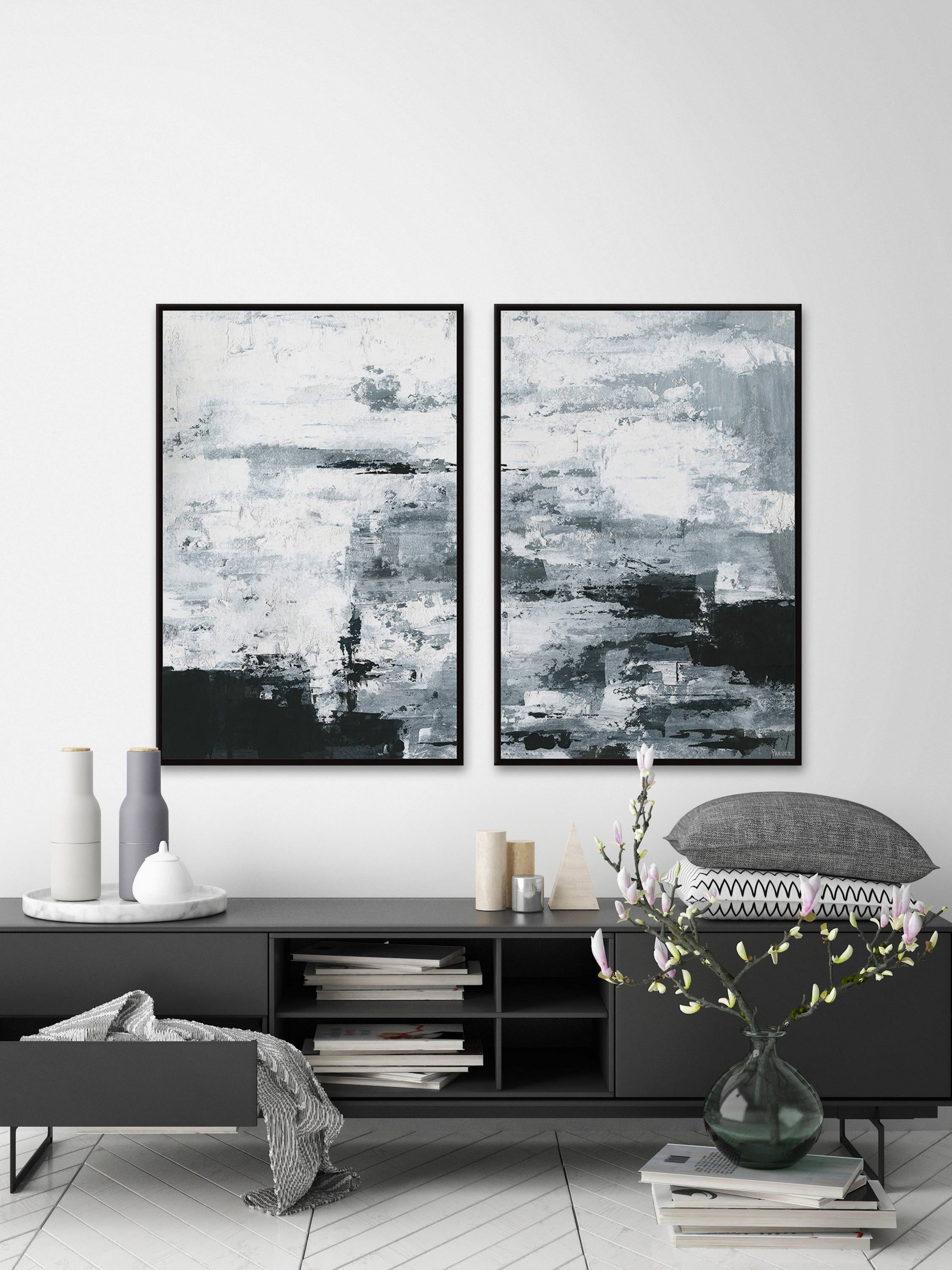 Black and White Smudges Diptych