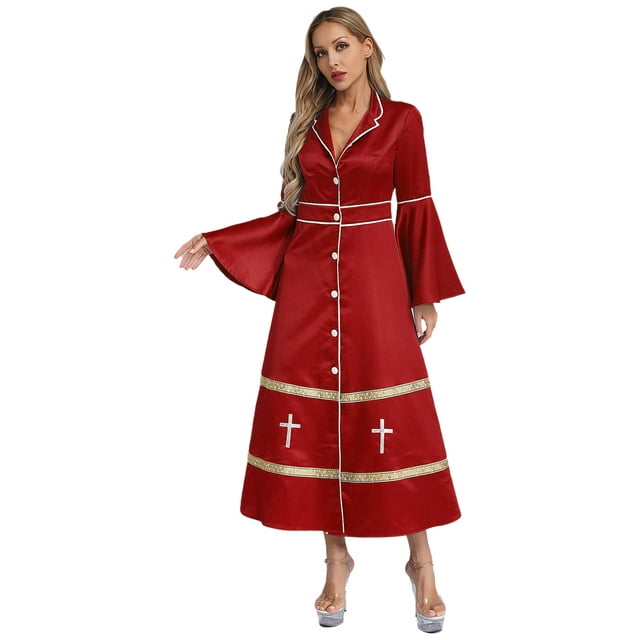 CHICTRY Robe de Clerc pour Femmes Cassock Pulpit Clerc Église Ministre Pulpit Robe Liturgique Bourgogne m