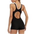thumbnail image 5 of Women's Sexy One Piece Bathing Suit Color Matching Triangle Swimsuit Micro Bikini Set for Beach Pool Vacation Summer Holiday,Black,L, 5 of 5