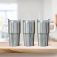 thumbnail image 2 of 20oz Travel Coffee Mug with Handle, Stainless Steel Double Wall Insulated Tumbler Geometric Texture Leak Proof Straw, 2 of 5