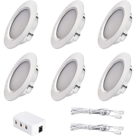

12 Volt Puck Light 6 Pack Aluminium RV Boat Recessed Mount Ceiling Light Waterproof IP66 Led Lights for Camper Vans Motorhome Sailboat Interior Lighting(Natural White)