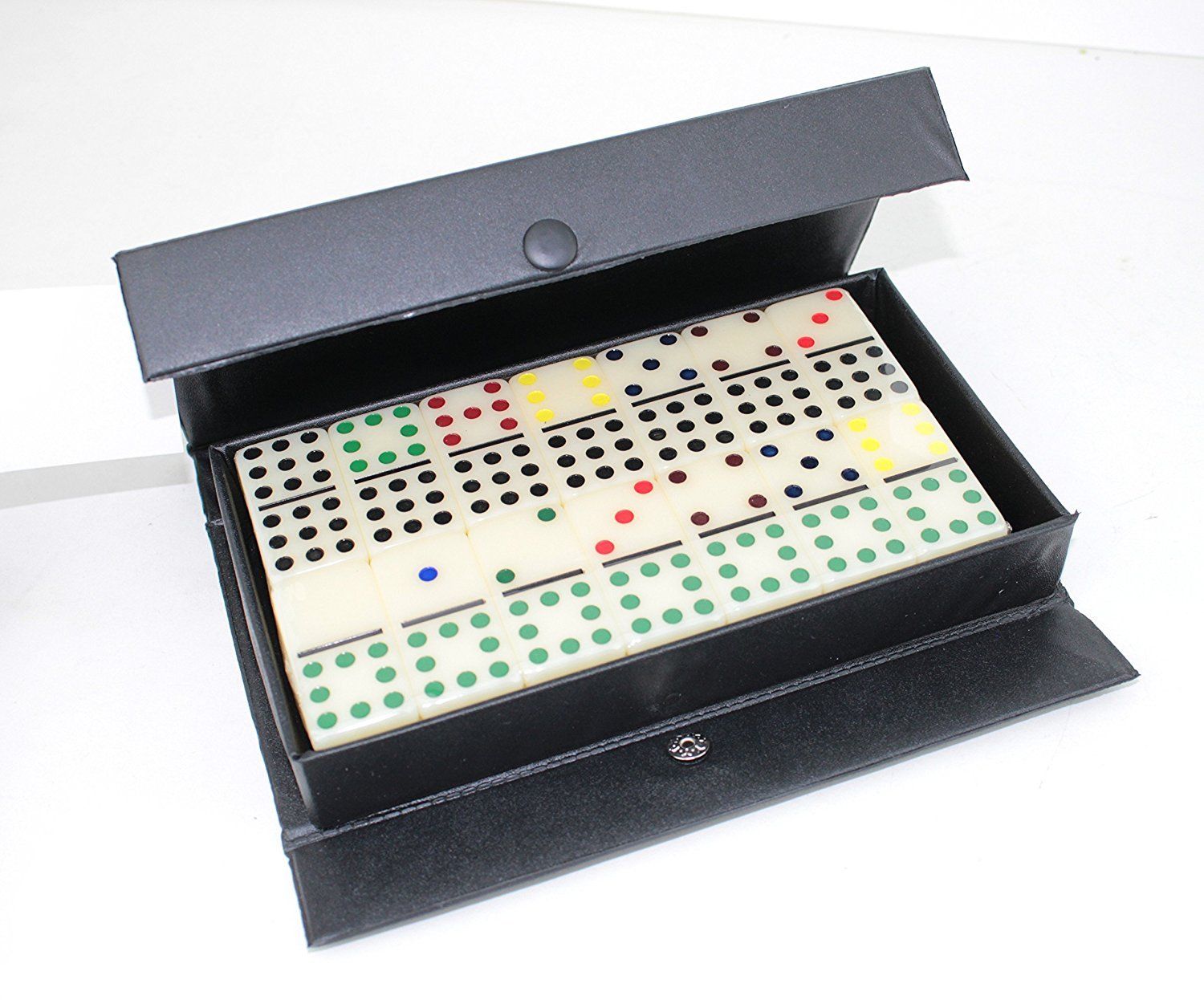 Gambling Dominoes Double 9 Color Dot In Snap Vinyl Case