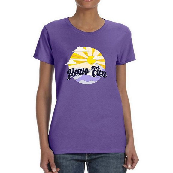 Have Fun Retro Slogan Shaped T-Shirt Women -Image by Shutterstock, Female XX-Large