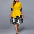 thumbnail image 5 of Plus Size Dress for Women Elegant Yellow Print Midi A-line Dress 2023 Summer Casual Loose Evening Party Dress, 5 of 5