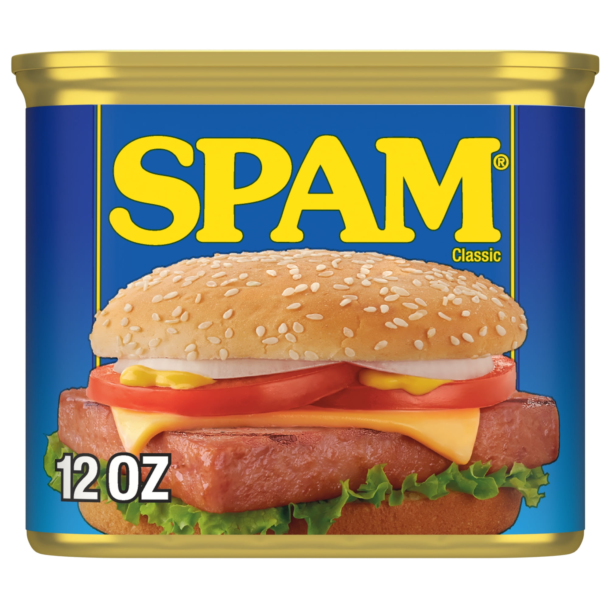 SPAM Classic Canned Meats, 7 G of Protein (14% DV) Per Serving, Shelf-Stable, 12 oz Aluminum Can