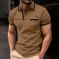 thumbnail image 2 of Mens Shirts Baeitkot Men Leisure Solid Color Versatile Pocket Button Lapel T-shirt, 2 of 9