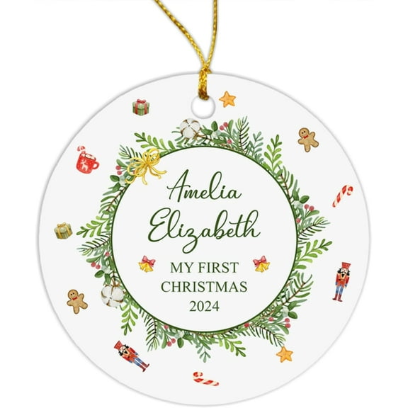 My First Christmas Ornament, Customized Baby's 1st Christmas Ornament 2025, Personalized Babies Ornament with Name & Year, Gifts for Newborn Baby, Custom New Baby Ornament, Babies Decoration axrUnC