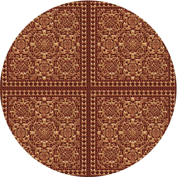 Ahgly Company Indoor Round Patterned Papaya Orange Area Rugs, 6' Round