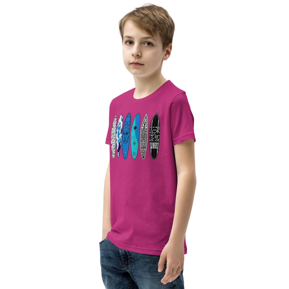 Surf Vibe Boys' T-Shirt – Cool Beach Shirt, Skater Graphic Tee, Summer Coastal Outfit (Berry, M)
