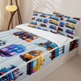 thumbnail image 3 of Castle Fairy Whimsical Train Art Zipper Twin Comforter Sets with Fitted Sheet and 2 Pillowcases,Playful Engine Pattern Zipper Bedding Set for Bedroom,Light Blue,4-Piece, 3 of 6