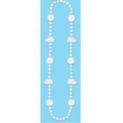White Baseball Base Ball Medallion Beaded Party Necklace Costume Accessory