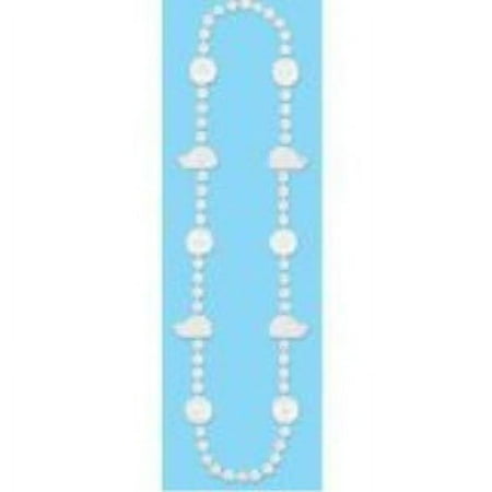 White Baseball Base Ball Medallion Beaded Party Necklace Costume Accessory