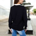 thumbnail image 5 of Women's Long Sleeve Sweater with V-Neckline and Lace Trim Detail - X Large, Black, 5 of 6
