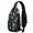 Alien Skull Black Pattern, variant on Astronaut and Heart Black Pattern Sling Backpack, Casual Day Sling Pack with Earphone Port, Breathable Padded Back Gift Ideas for Hiking Cycling Walking