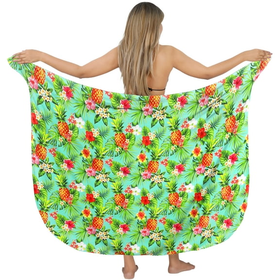 LA LEELA Women's Bikini Skirt Sarong Swimwear Cover up Bathing suit Summer Wraps Swimsuit Beach Wrap Coverups for Women One Size Pineapple, Green