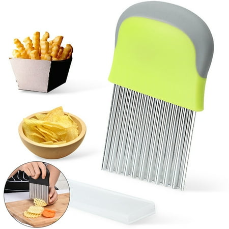 

Hadanceo Potato Slicer Comfortable Handle Labor-saving Stainless Steel Sharp Kitchen Wave Potato Cutter for Kitchen