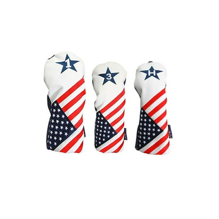 Usa Golf Headcover USA 1, 3, H Golf Headcover Patriot Vintage Retro Patriotic Driver Fairway Wood Hybrid Head Cover ()