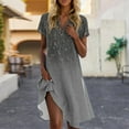 thumbnail image 2 of UoCefik Short Dark Gray Dresses Summer Short Sleeve V Neck Flowy Dress Boho Floral Beach Casual Sundress Business Elegant a Line Dresses S, 2 of 4