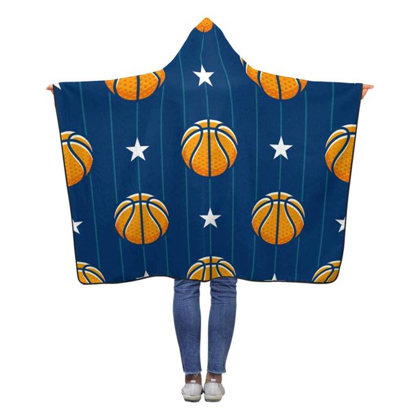 ASHLEIGH Orange Basketball Sports Hooded Blanket 50x60 inches Kids
