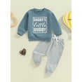 thumbnail image 2 of Nygoyerh Baby Boys 2PCS Fall Outfit 3M 6M 12M 18M 2T 3T Letter Print Long SleeveSweatshirt and Solid Color Pants Newborn Infant Clothing, 2 of 7
