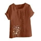 thumbnail image 4 of Vestidos Casuales Para Mujer, Blusas De Mujer De Moda Blusa informal de lino con cuello redondo, manga corta y botones para mujer, 4 of 4