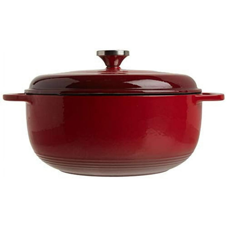 Lodge 6 Quart Enameled Cast Iron Dutch Oven with Lid and Dual Handles,  Lodge Enameled Cast Iron Skillet, 11-inch, Island Spice Red Bundle