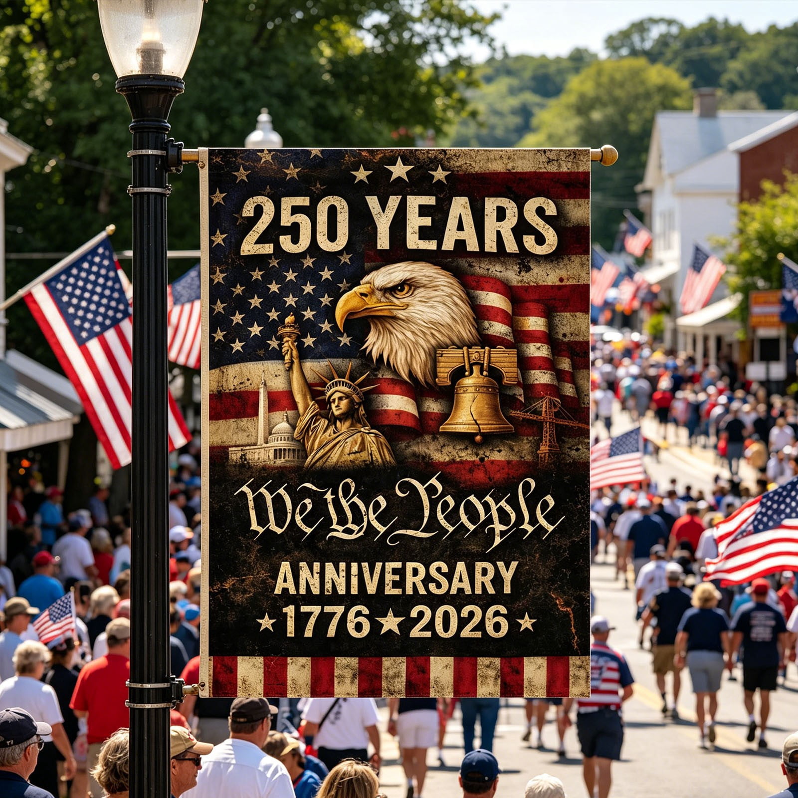Win s Way USA 250th Anniversary Flag, Double Sided Outdoor Patriotic Decor, 12x18