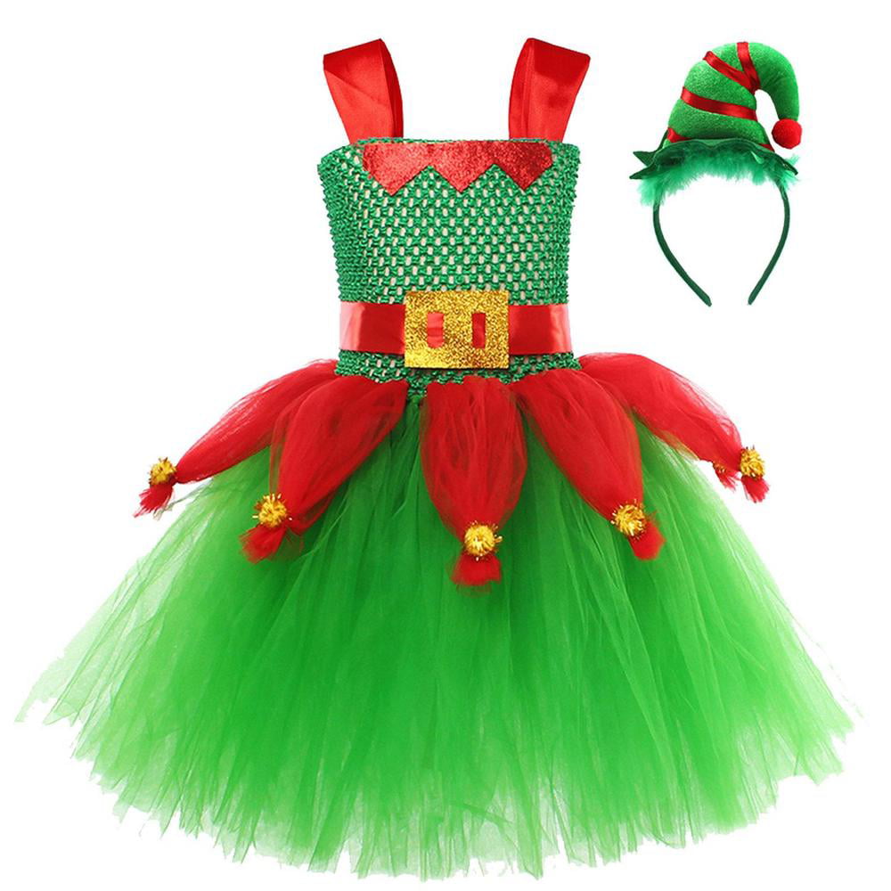 Ksruee Kids Elf Costume Girls Fancy Little Big Girls Christmas Elf ...