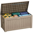 thumbnail image 6 of Homall 120 Gallon Outdoor Patio Box Deck Plastic Resin Storage Box Backyard, Light Brown, 6 of 7
