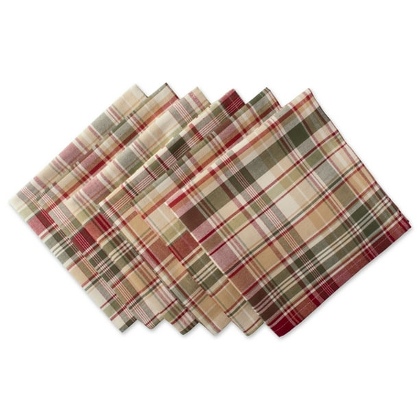 Cabin Plaid 100 Cotton Oversized Napkin, Set of 6 (20x20") Walmart