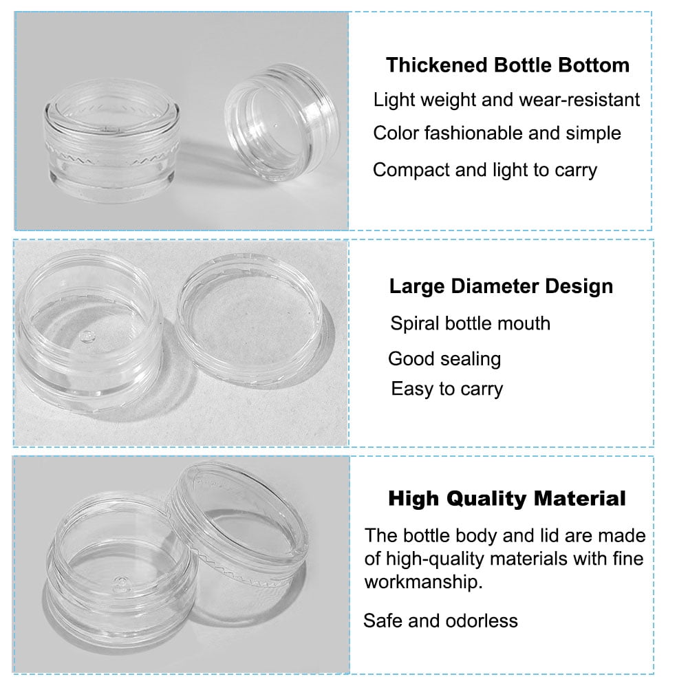30 Pieces 3g Empty Clear Plastic Sample Containers with Lids Cosmetic Jars (Clear 3g)