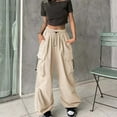 thumbnail image 2 of Frostluinai Parachute Pants for Women Baggy High Waist Cargo Pants Oversized Ruched Cinch Bottom Sweatpants Solid Fashion Y2K Streetwear Pants, 2 of 7