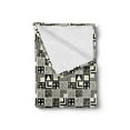 thumbnail image 2 of Geometrical Soft Flannel Fleece Blanket, Boho Style Tribal Abstract Squares Triangles Aztec Contemporary Art Deco Like, Cozy Plush for Indoor and Outdoor Use, 70" x 90", Grey Cream, by Ambesonne, 2 of 5